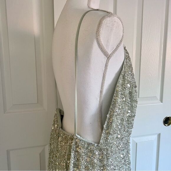 Asos Edition Embellished Cami Open Back Midi Dress Sage Green US14 NWT MSRP $297 - Picture 9 of 14